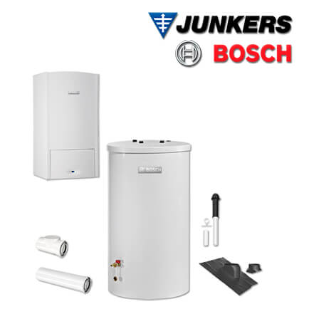 Junkers Bosch ZSB-S546 mit ZSB 24-5 C Gastherme, ST120-5 Z, Abgas Dach schwarz