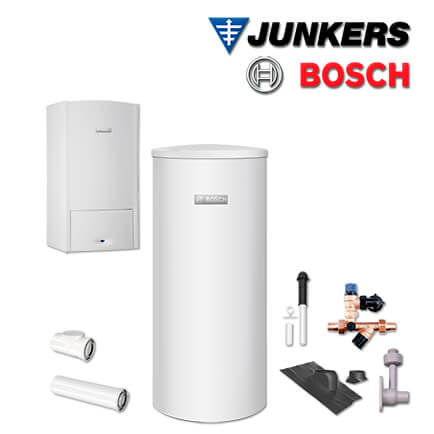 Junkers Bosch ZSB-S549 mit ZSB 24-5 C Gastherme, SK160-5 ZB, Abgas Dach schwarz