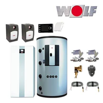 Wolf TGB-2-30 30kW Gas-Brennwertkessel, Gaskessel mit Speicher BSP-1000, BM-2
